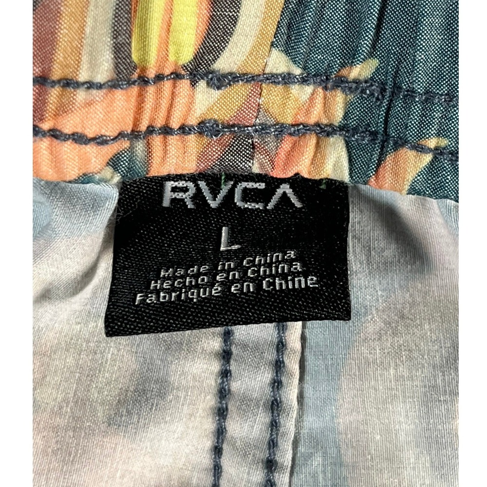 RVCA Mens L Shorts Orange Gray Print 6" inseam - Picture 10 of 10